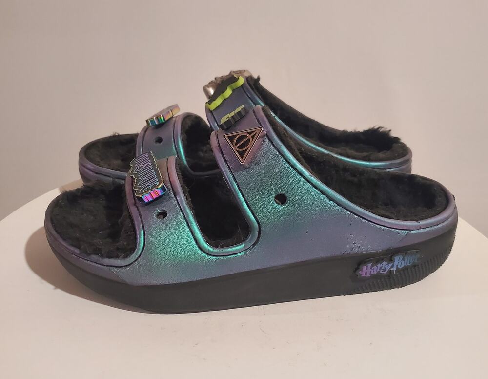 Crocs Harry Potter Dark Arts Classic Cozzzy Faux-Fur Lined Slip-On Slide M6 W8